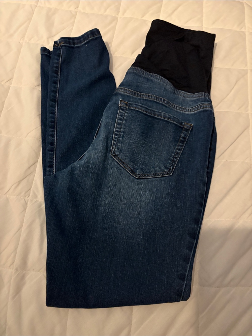 Maternity Dark Blue Stretch Jeans with Navy Waist Panel